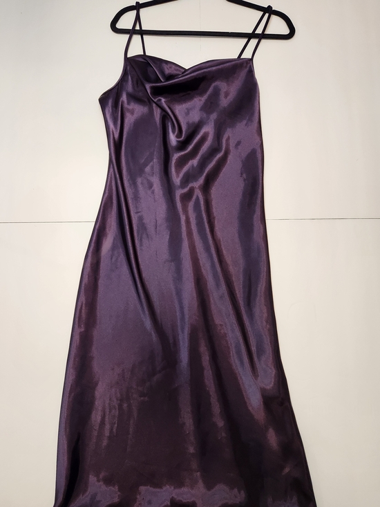 bebe Dresses & Skirts - Purple Satin Slip Dress with Cowl Neck